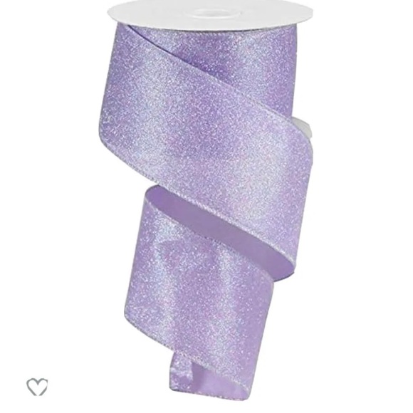 Lavender iridescent glitter ribbon. Wired. 2.5 width. - Picture 1 of 5